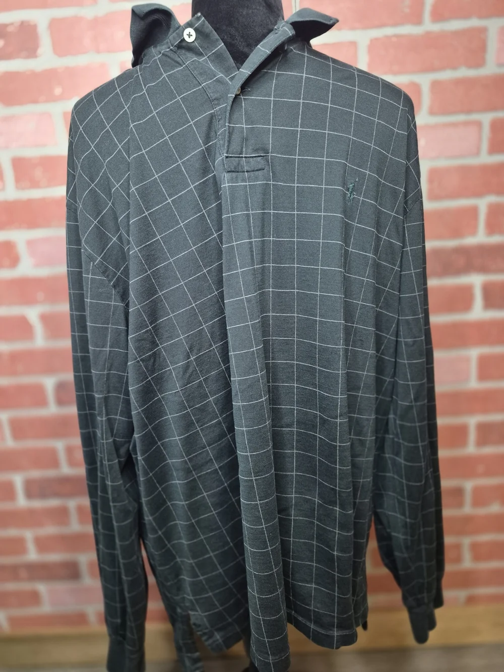 Polo by Ralph Lauren Black Windowpane Long Sleeve Polo